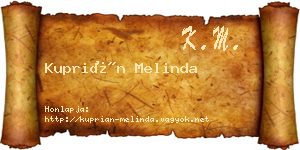 Kuprián Melinda névjegykártya